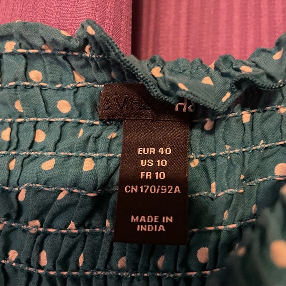 Teal with white polka dots summer dress - Picture 2 of 6